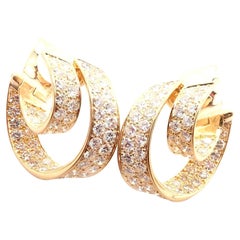 Van Cleef & Arpels Diamond Double Hoop Yellow Gold Earrings