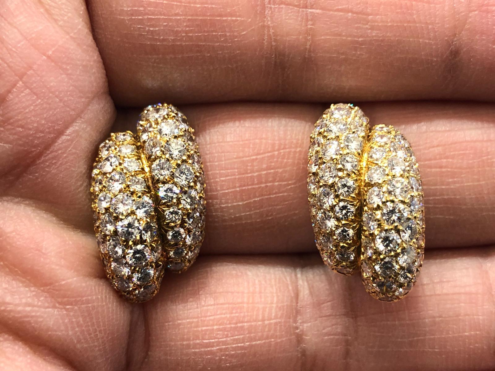 Van Cleef & Arpels Vintage Collection Diamant Gold Boulle Doppelohrringe im Zustand „Gut“ im Angebot in New York, NY