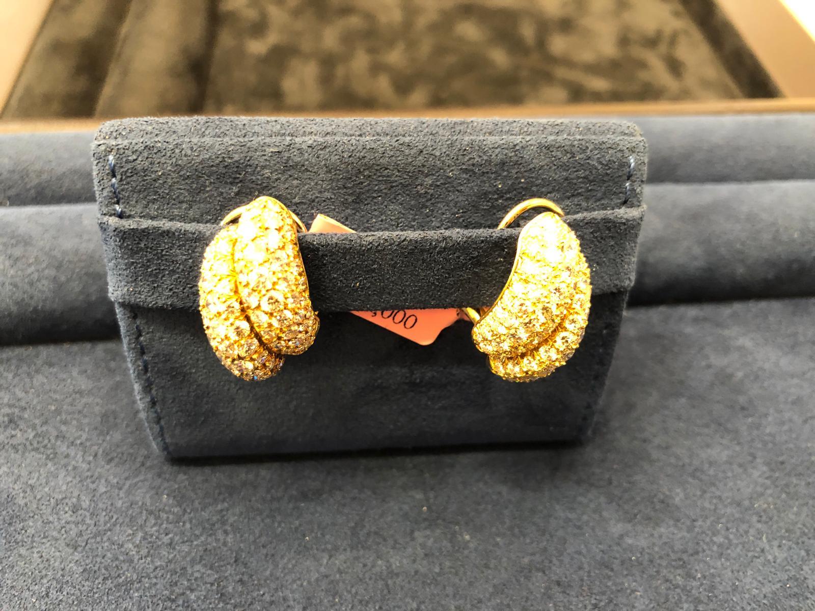 Van Cleef & Arpels Vintage Collection Diamant Gold Boulle Doppelohrringe Damen im Angebot
