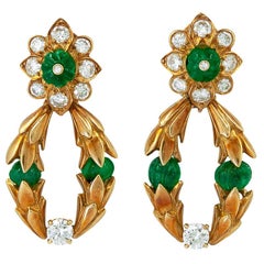 Used Van Cleef & Arpels Diamond, Emerald Earrings