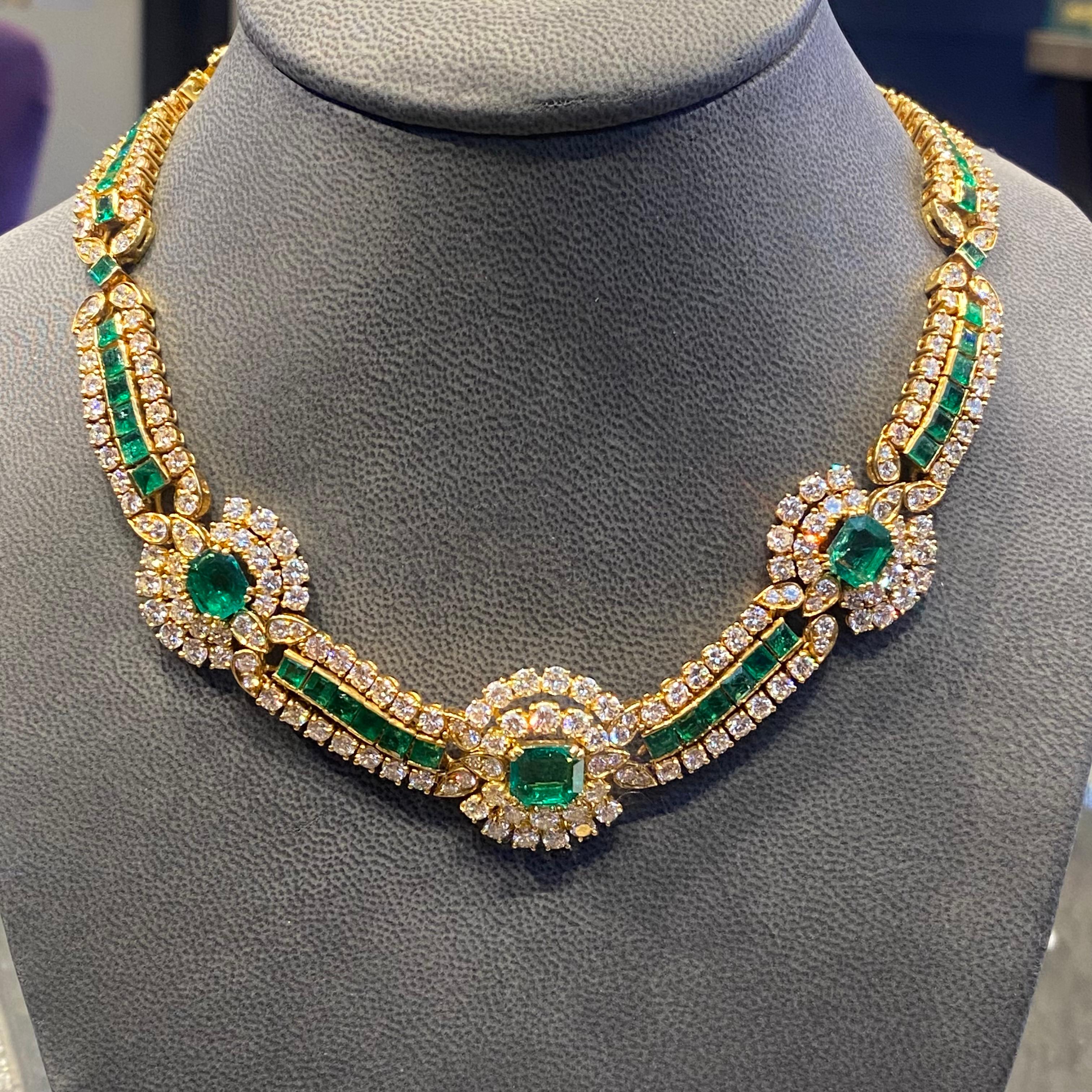 Van Cleef & Arpels Diamond & Emerald Necklace For Sale 1