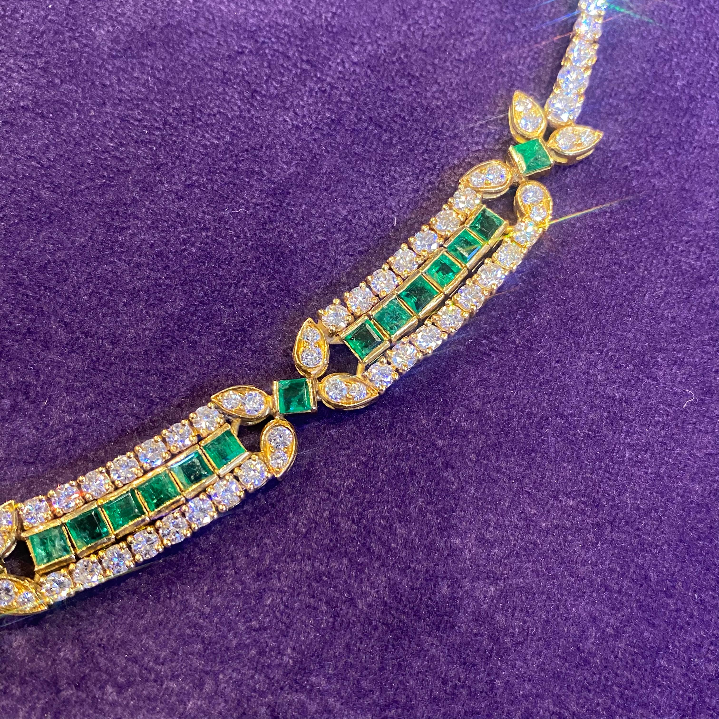 Van Cleef & Arpels Diamond & Emerald Necklace For Sale 4