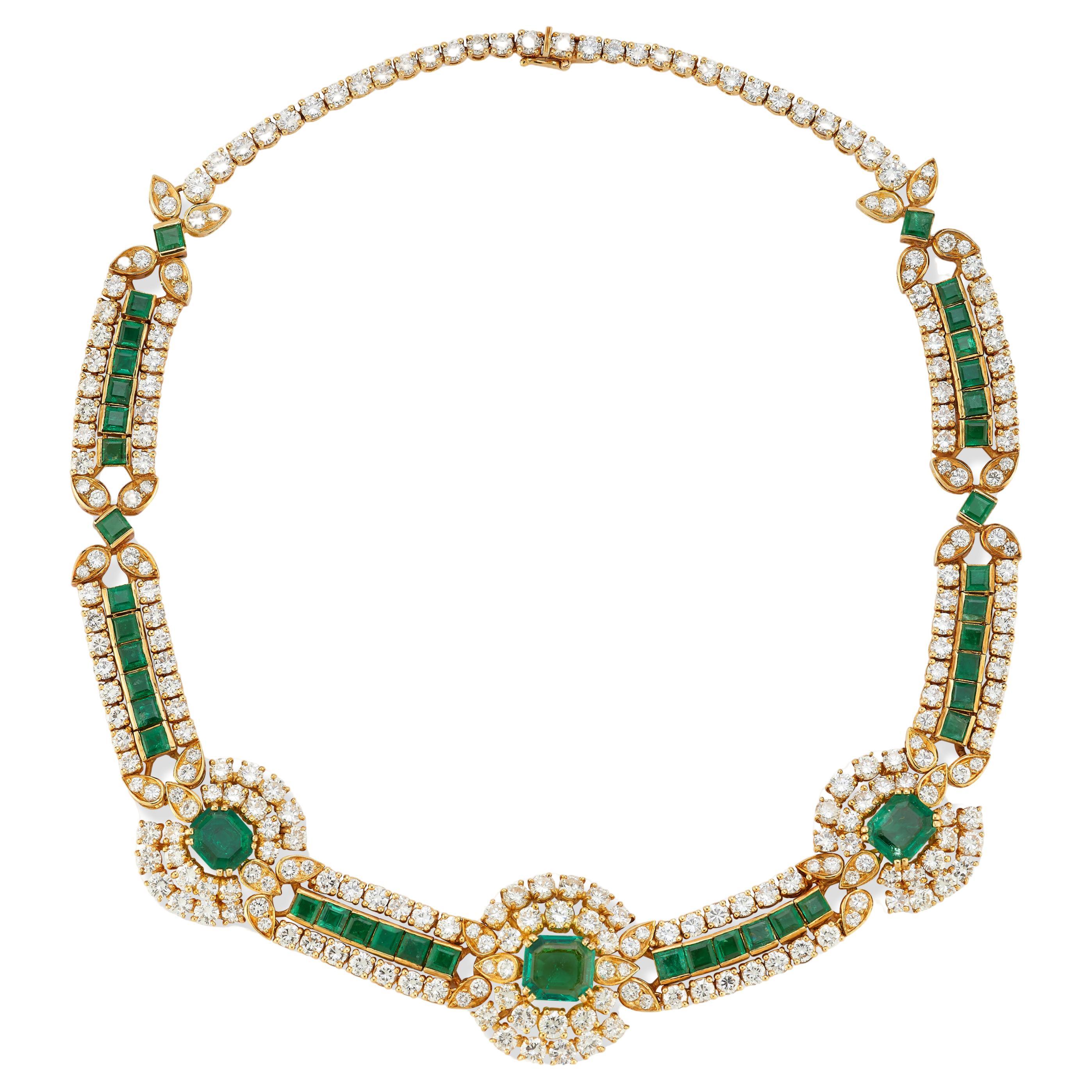 Van Cleef & Arpels Diamant- und Smaragd-Halskette im Angebot