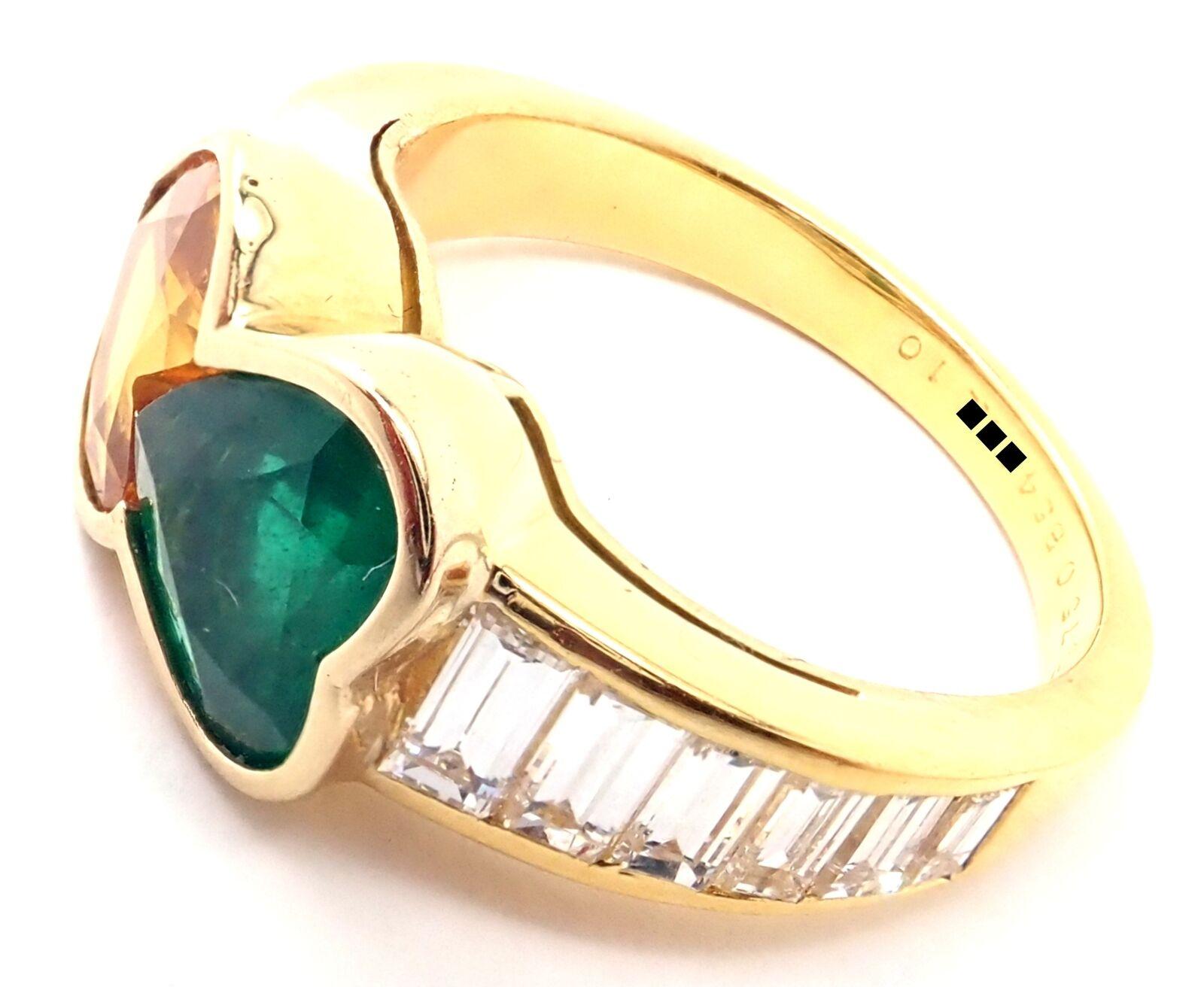 Women's or Men's Van Cleef & Arpels Diamond Emerald Yellow Sapphire Yellow Gold Band Ring For Sale