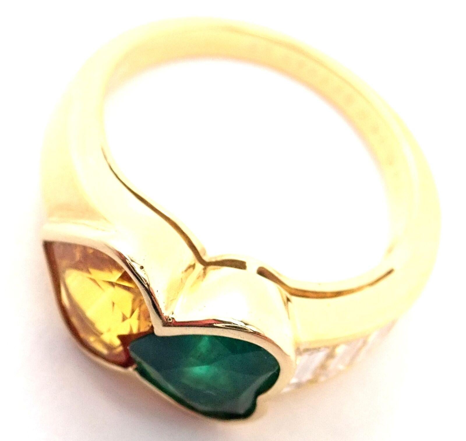 Van Cleef & Arpels Diamond Emerald Yellow Sapphire Yellow Gold Band Ring For Sale 1