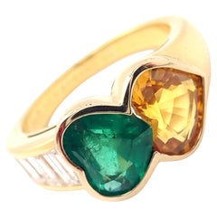 Van Cleef & Arpels Diamond Emerald Yellow Sapphire Yellow Gold Band Ring