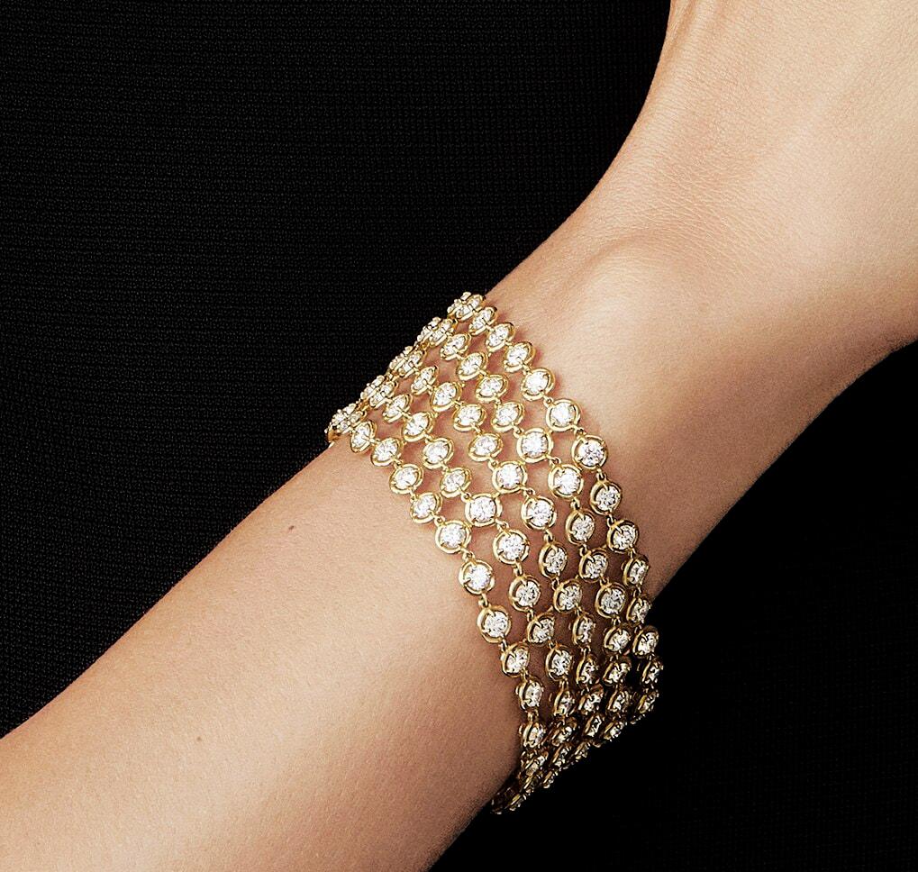 Taille brillant Van Cleef & Arpels Bracelet à cinq rangées de diamants et de palmiers en vente