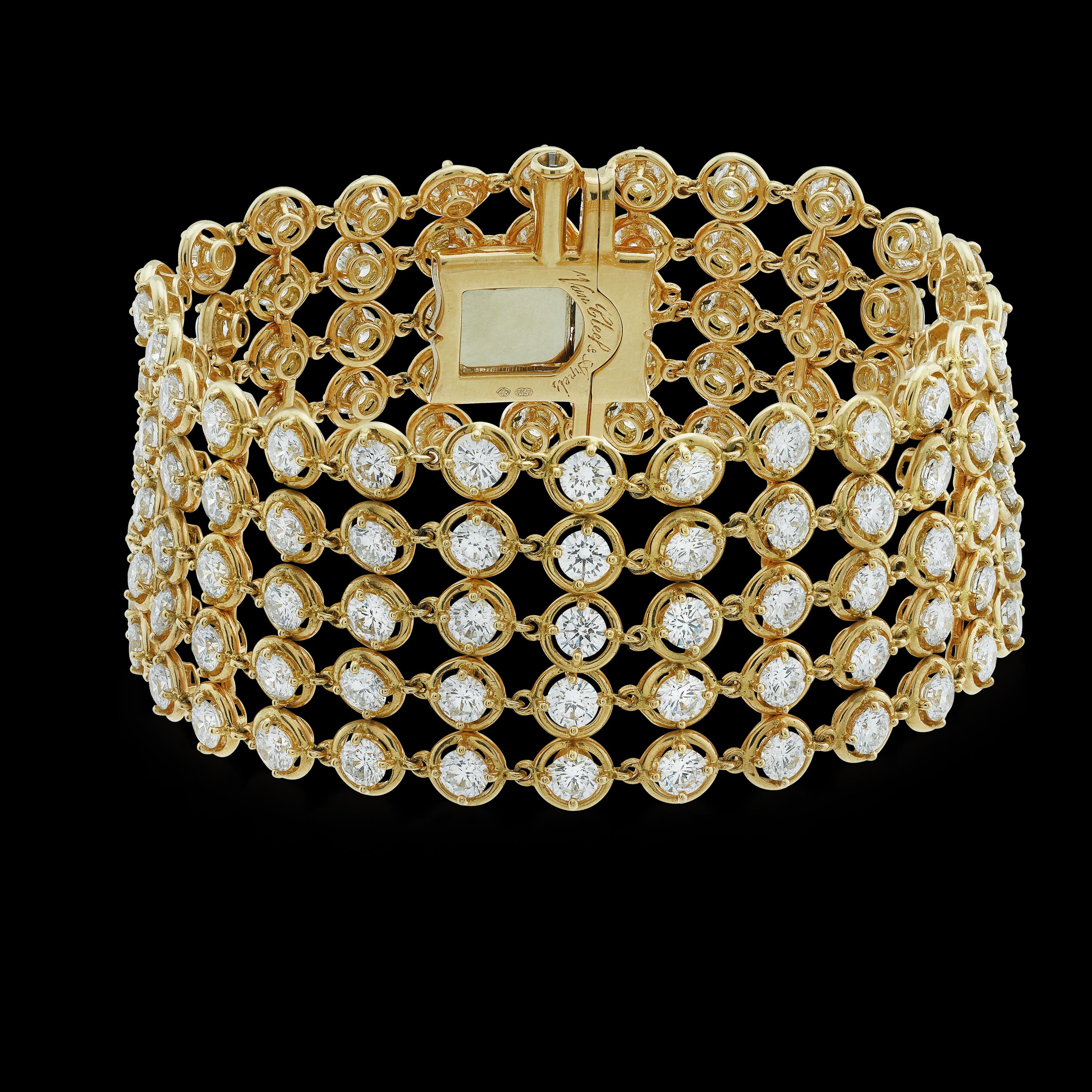 Van Cleef & Arpels Bracelet à cinq rangées de diamants et de palmiers Excellent état - En vente à Bethesda, MD