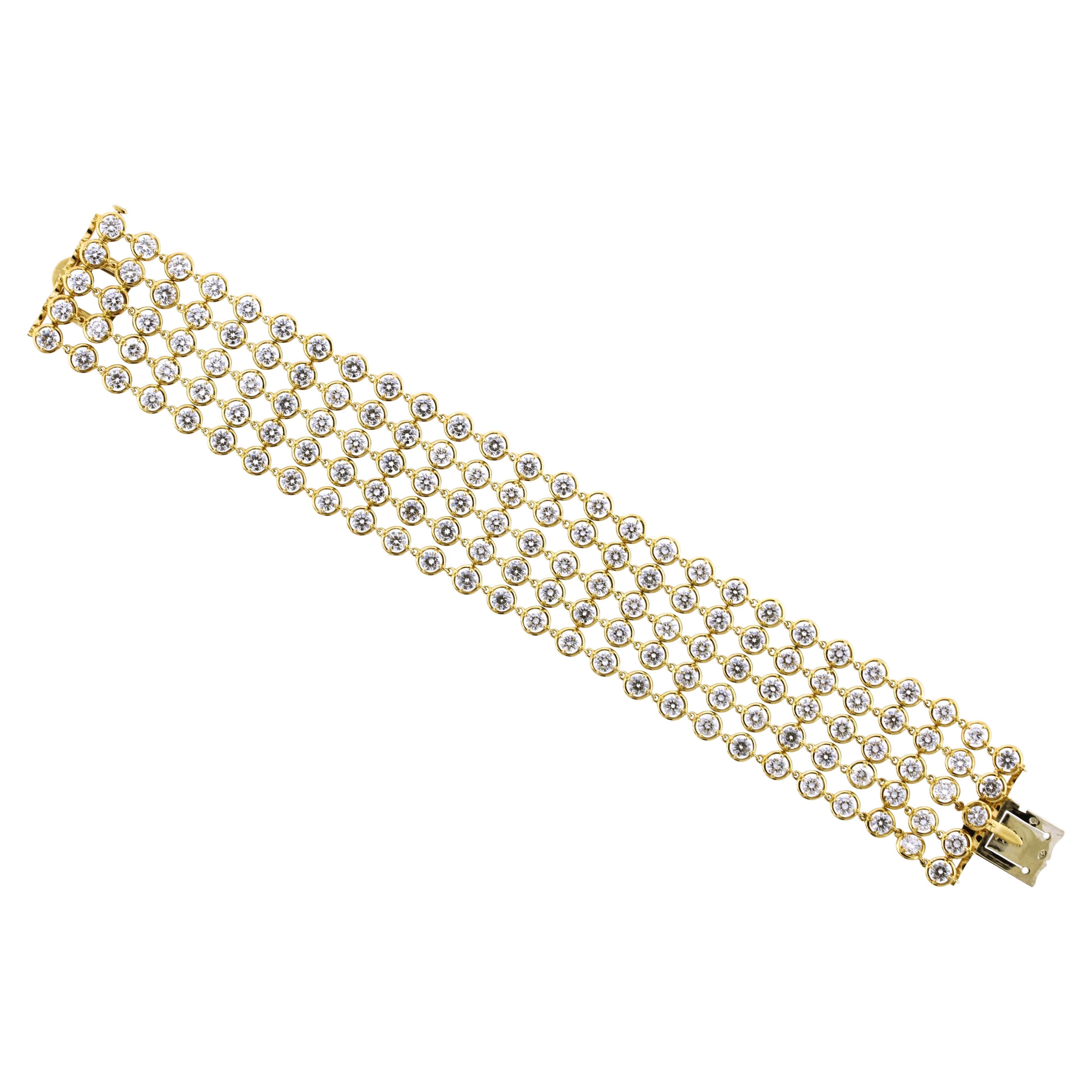 Van Cleef & Arpels Diamond Five Row Palmyre Bracelet For Sale