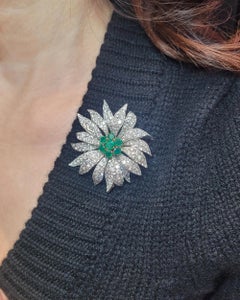 Van Cleef & Arpels Diamond Fleur Brooch, Convertible Center