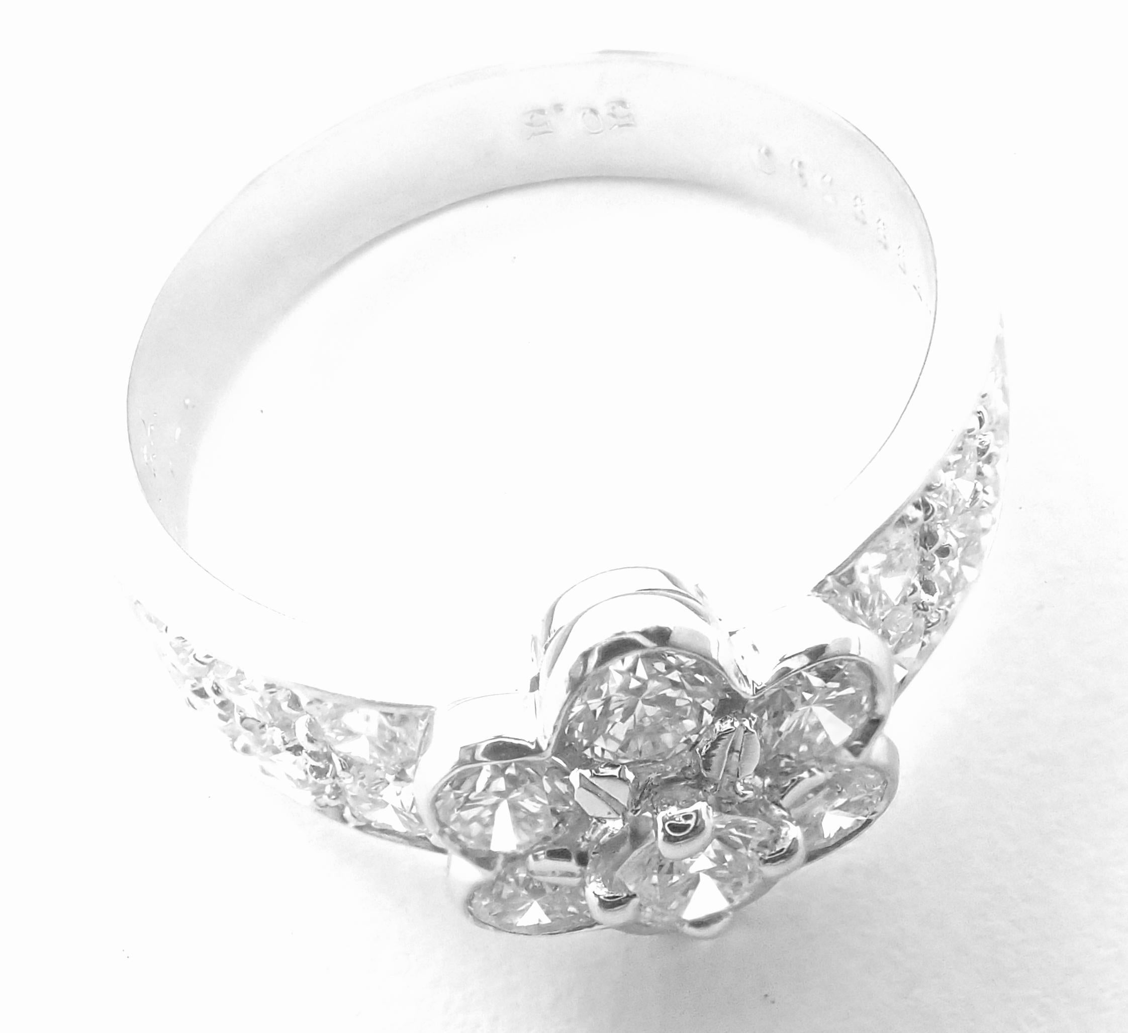 Brilliant Cut Van Cleef & Arpels Diamond Fleurette Flower Platinum Ring For Sale
