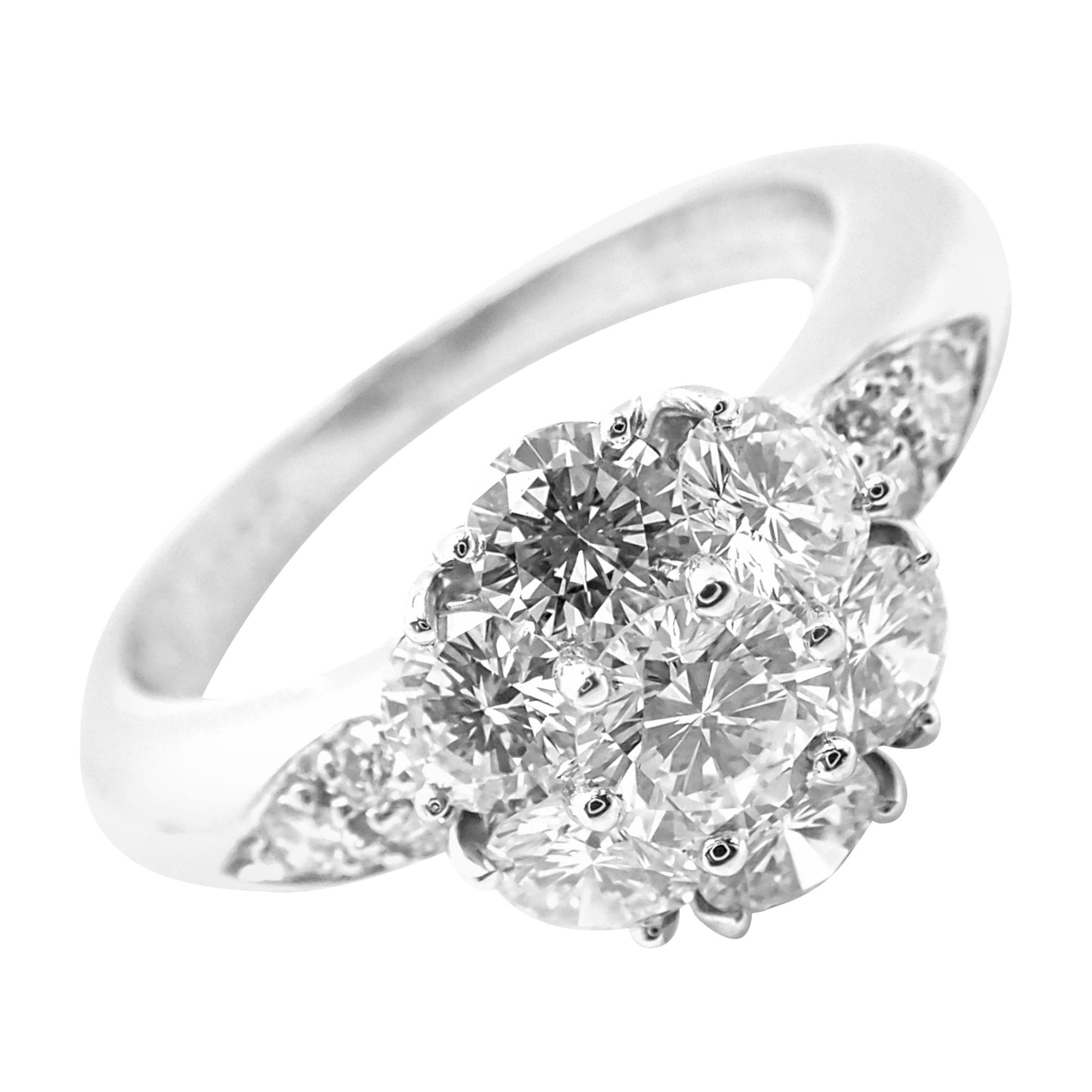Van Cleef & Arpels Diamond Fleurette Flower Platinum Ring For Sale