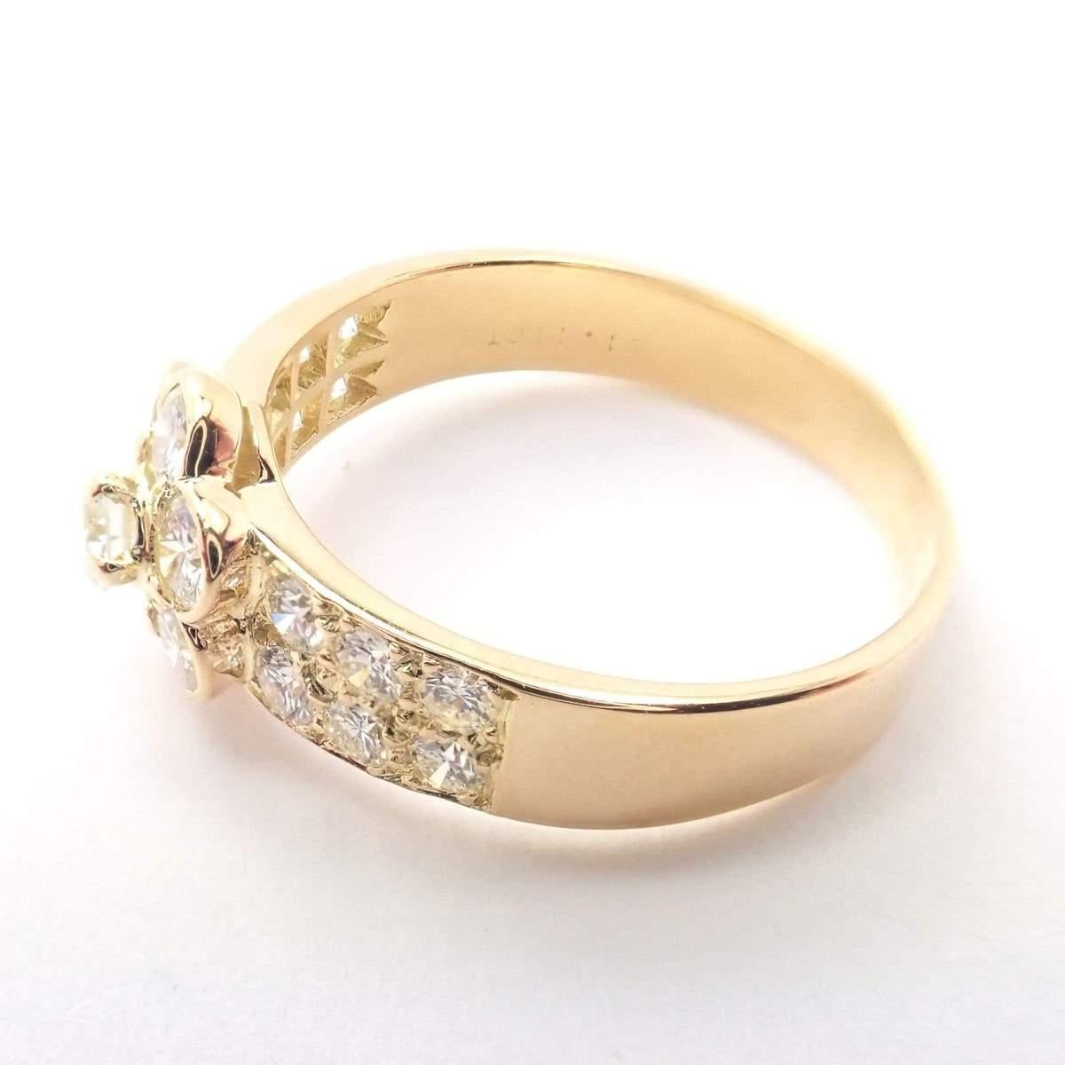 Brilliant Cut Van Cleef & Arpels Diamond Fleurette Yellow Gold Ring For Sale
