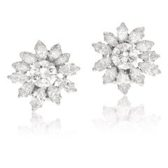 VAN CLEEF & ARPELS Diamond Flower Ear Clips