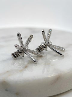 Van Cleef & Arpels Diamond Flower Earrings in 18K White Gold