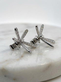 Van Cleef & Arpels Diamond Flower Earrings in 18K White Gold