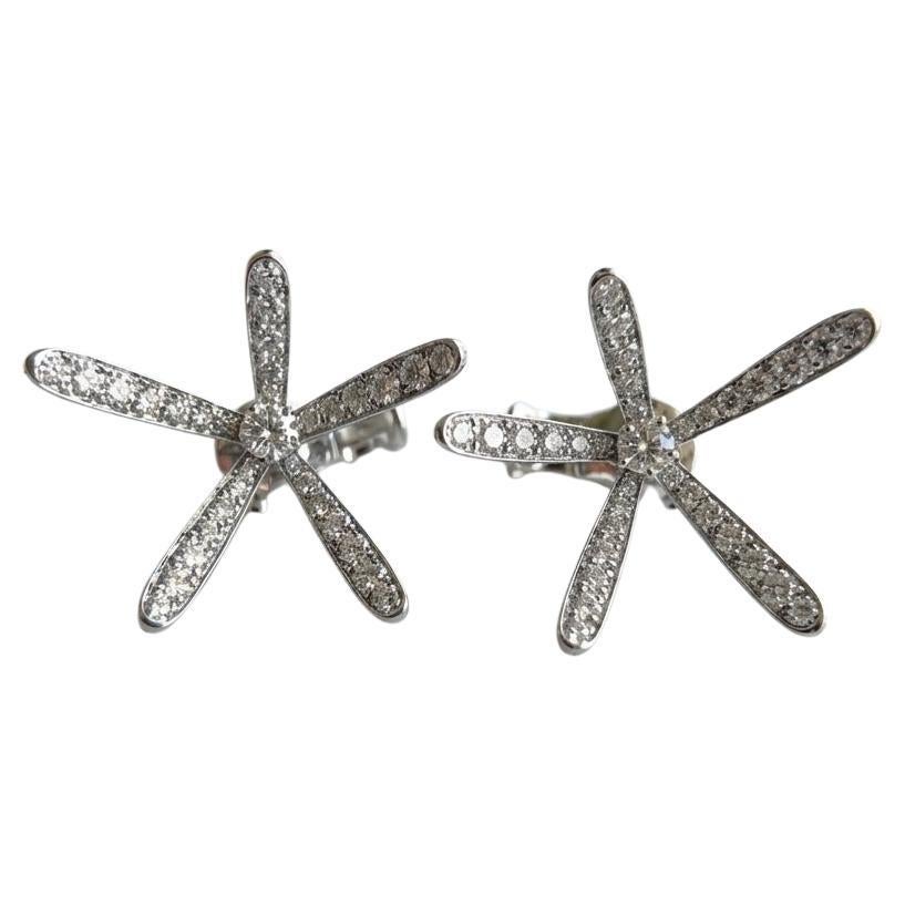 Van Cleef
Arpels Diamond Flower Earrings in 18K White Gold
