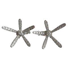 Van Cleef & Arpels Diamond Flower Earrings in 18K White Gold