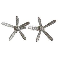 Van Cleef & Arpels Diamond Flower Earrings in 18K White Gold