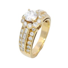 Van Cleef & Arpels Diamond Flower Motif Ring 18K Yellow Gold ~2.13ctw