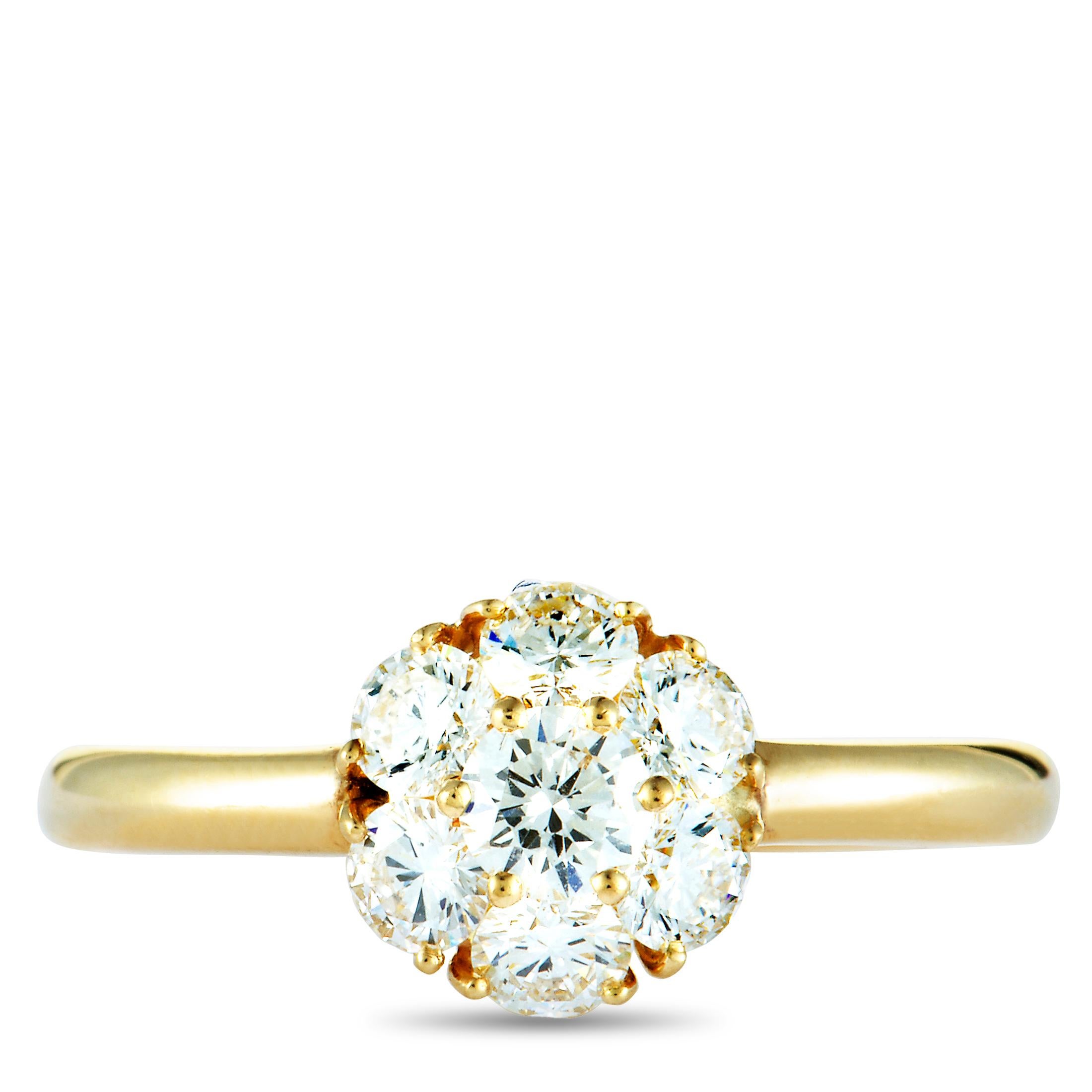 Van Cleef & Arpels Diamond Flower Yellow Gold Band Ring 2