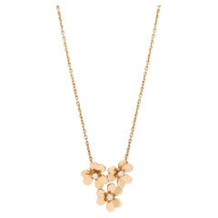 Van Cleef & Arpels Diamond Frivole 3 Flower Pendant Necklace 18K Yellow Gold