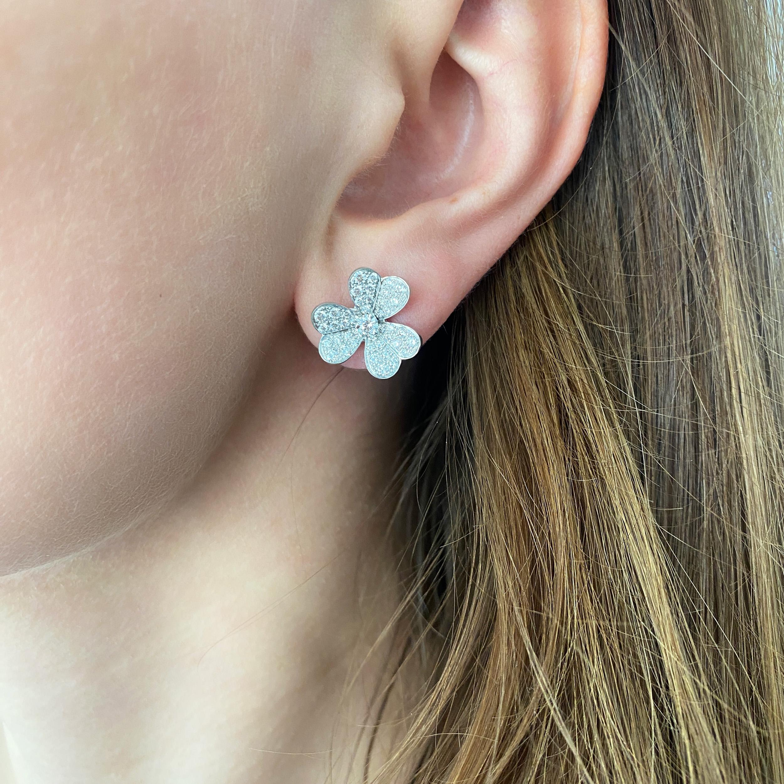 Contemporary Van Cleef & Arpels Diamond Frivole Earrings in 18k White Gold.