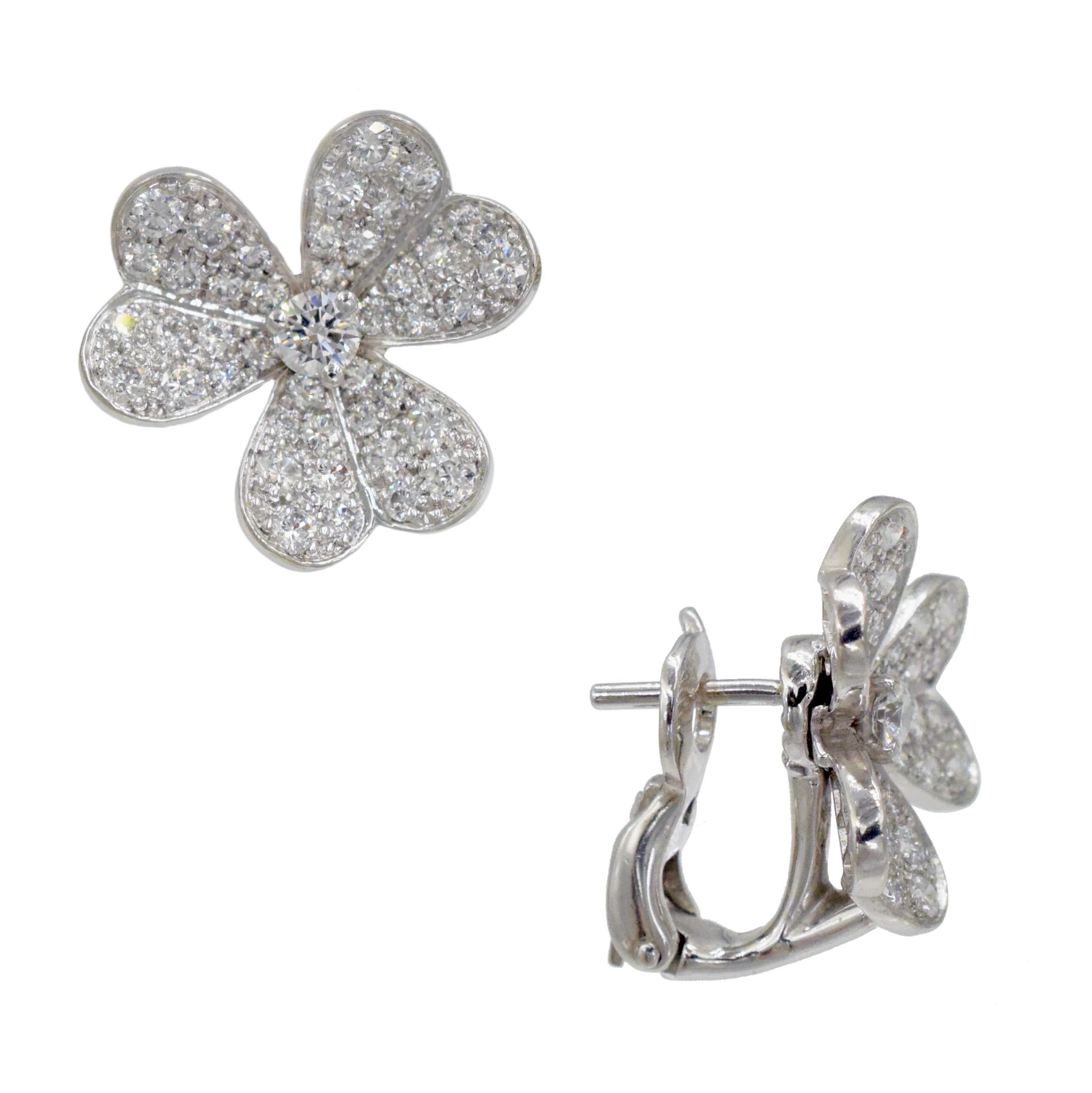 Van Cleef & Arpels Diamond Frivole Earrings in 18k White Gold. 1