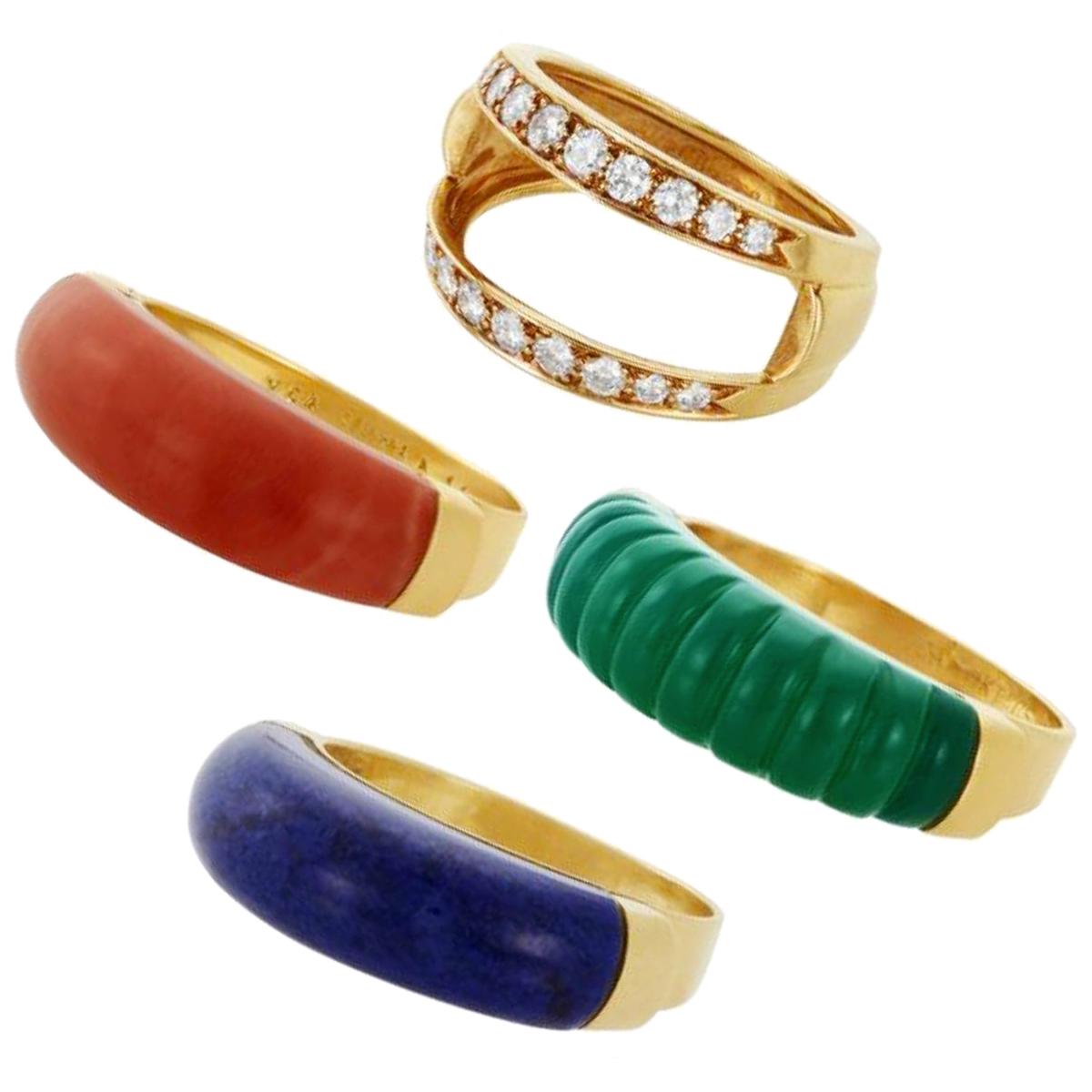 Van Cleef & Arpels Diamond Gemstone Interchangeable Yellow Gold Ring