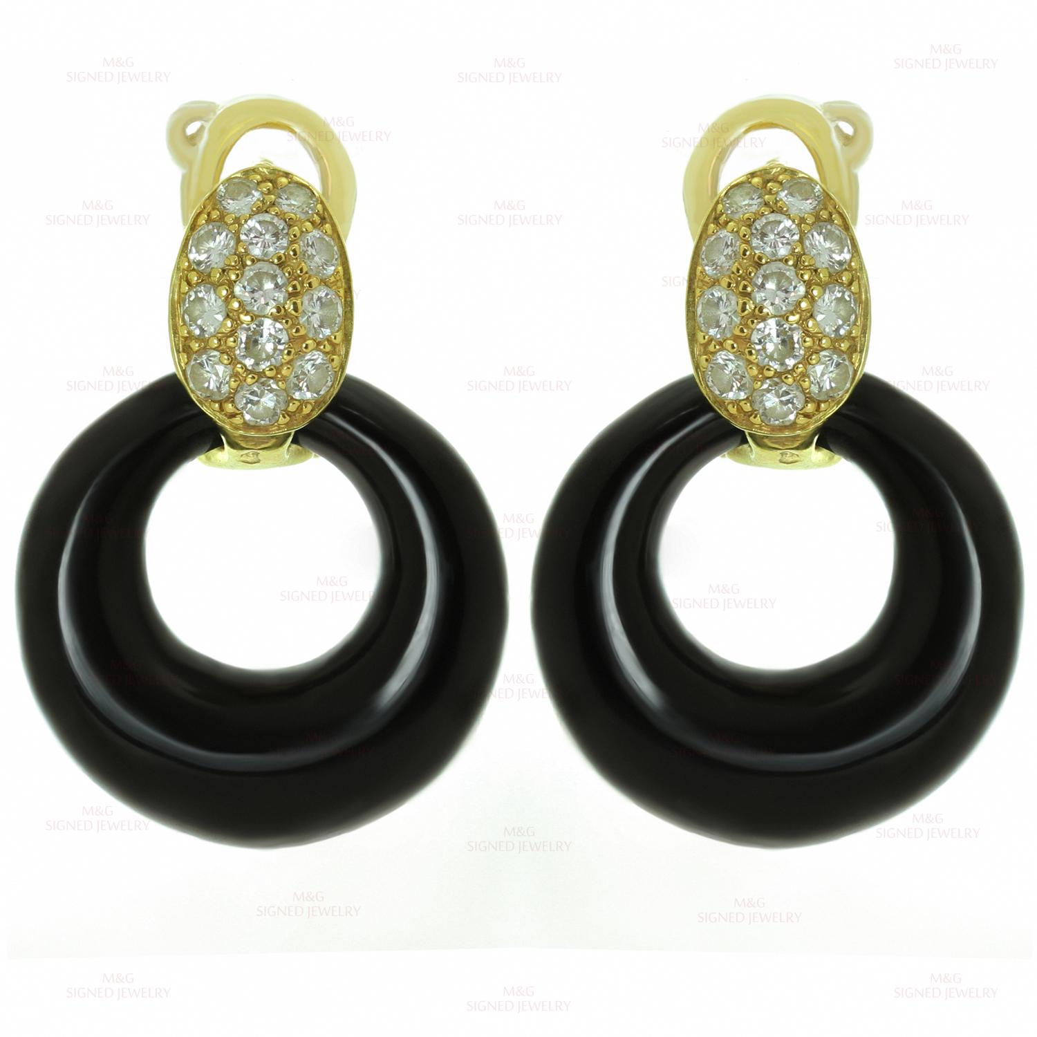 Brilliant Cut Van Cleef & Arpels Diamond Gemstone Yellow Gold Interchangeable Earrings