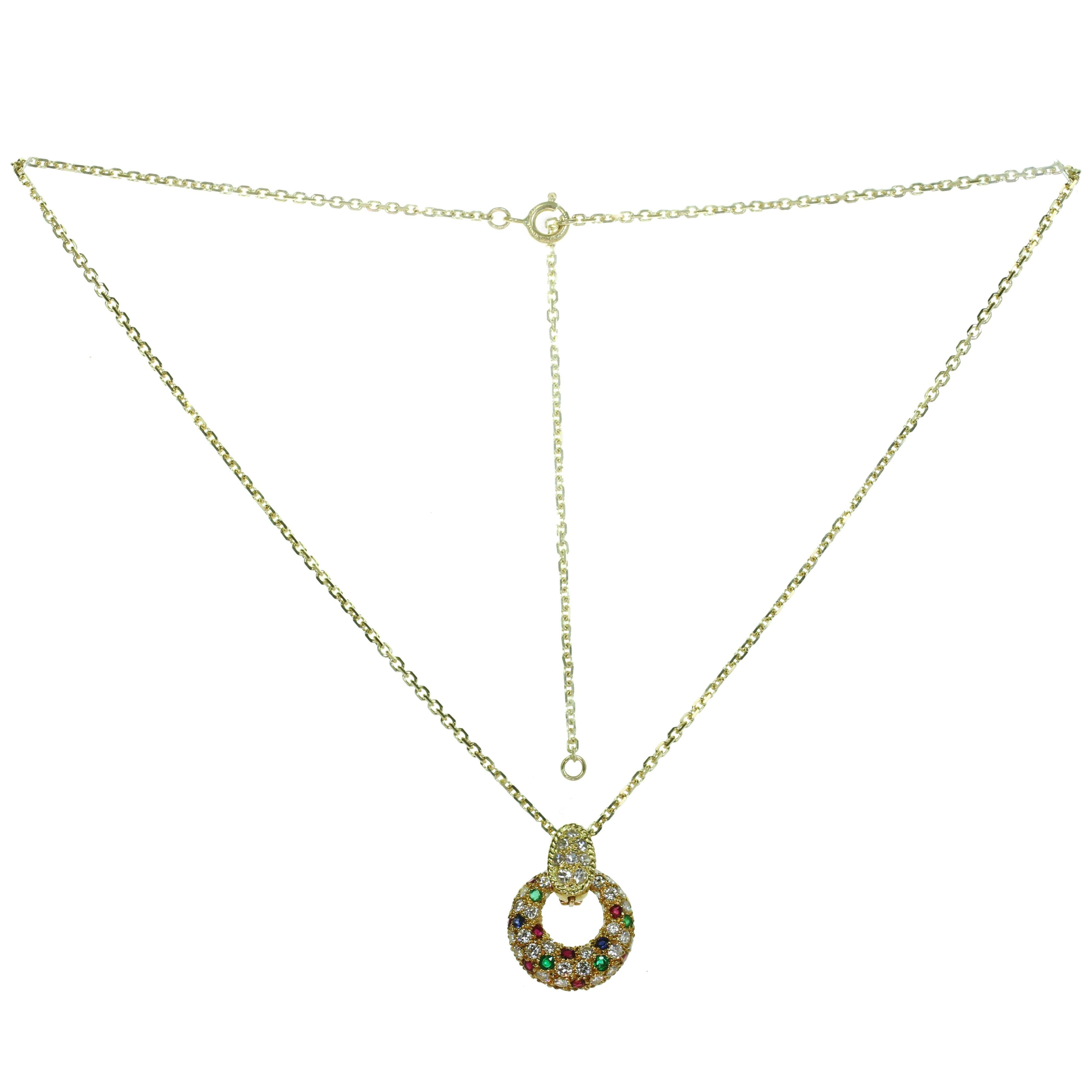 Van Cleef & Arpels Diamond Gemstone Yellow Interchangeable Pendant Necklace In Excellent Condition In New York, NY