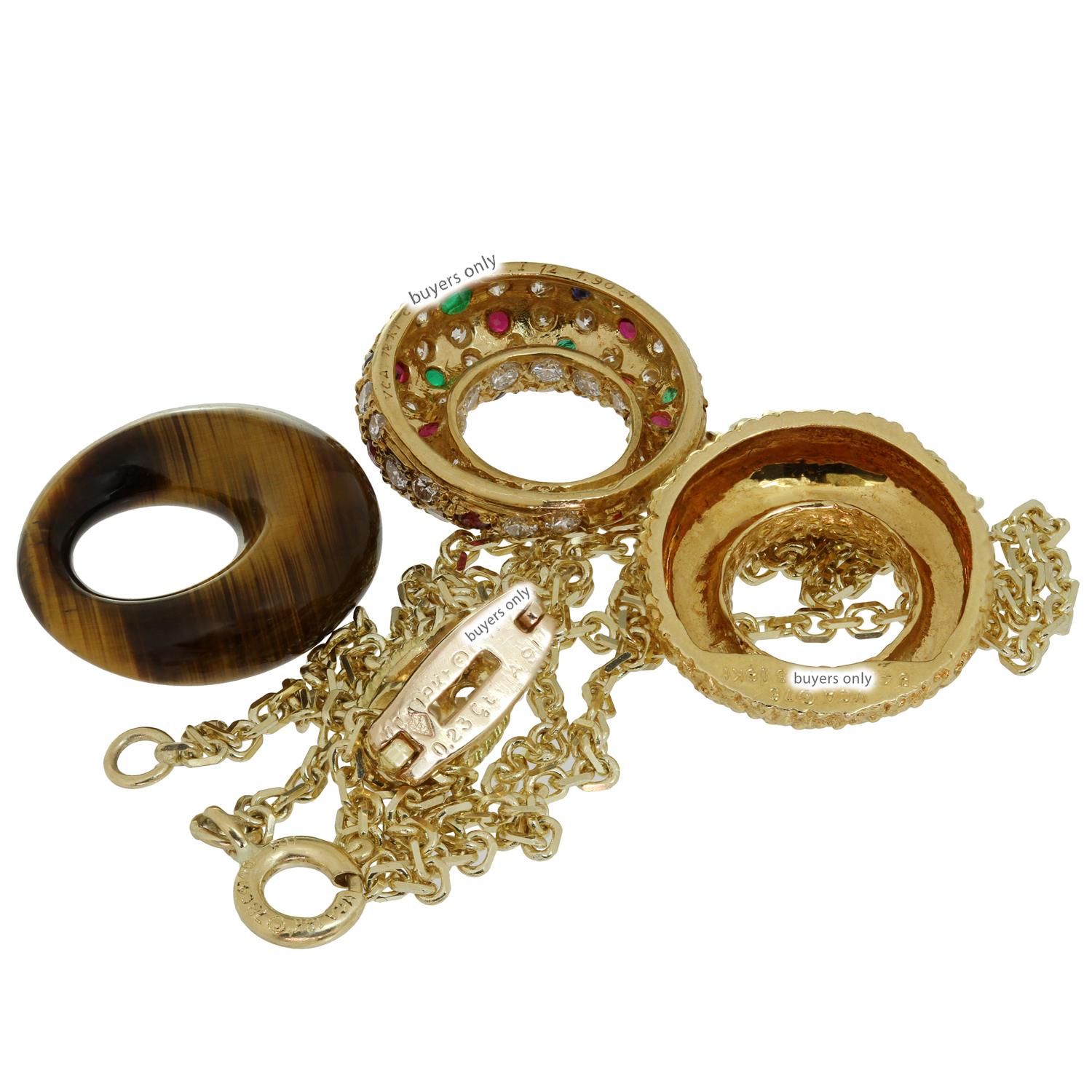 Women's Van Cleef & Arpels Diamond Gemstone Yellow Interchangeable Pendant Necklace
