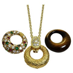 Van Cleef & Arpels Diamant-Edelstein-Halskette mit austauschbarem Anhänger in Gelb