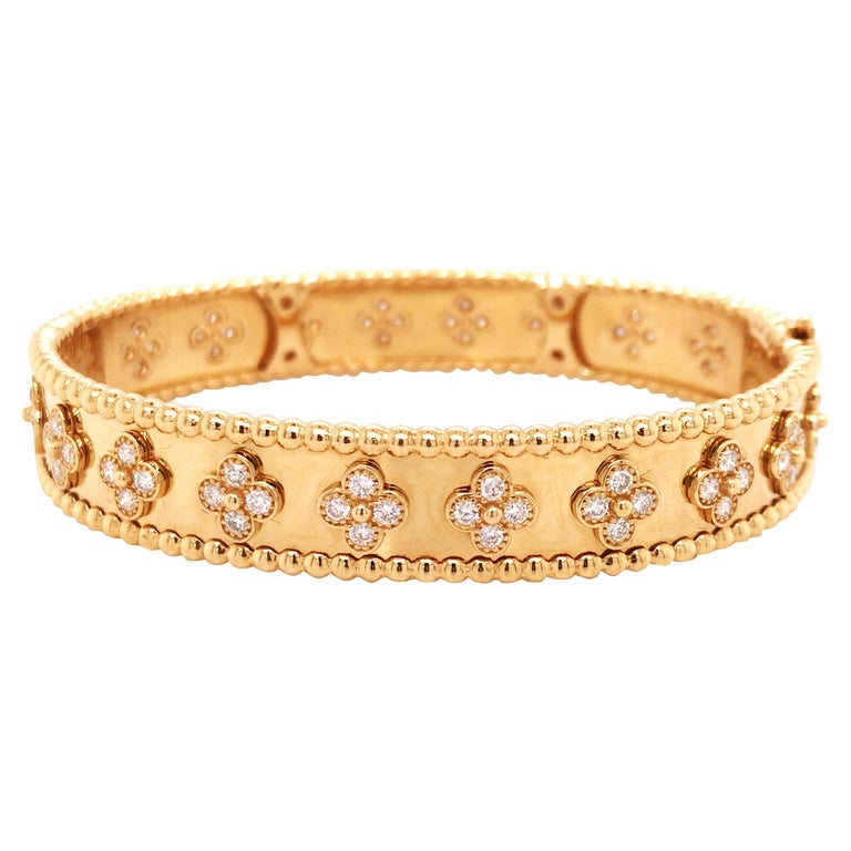 Van Cleef and Arpels, Diamond Gold Bangle For Sale at 1stDibs