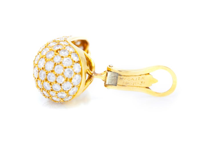 Women's or Men's Van Cleef & Arpels Diamond Gold Bombe Ear Clips For Sale
