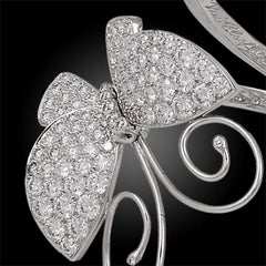 Van Cleef & Arpels Diamond Gold Butterfly Hinged Bangle Cuff Bracelet