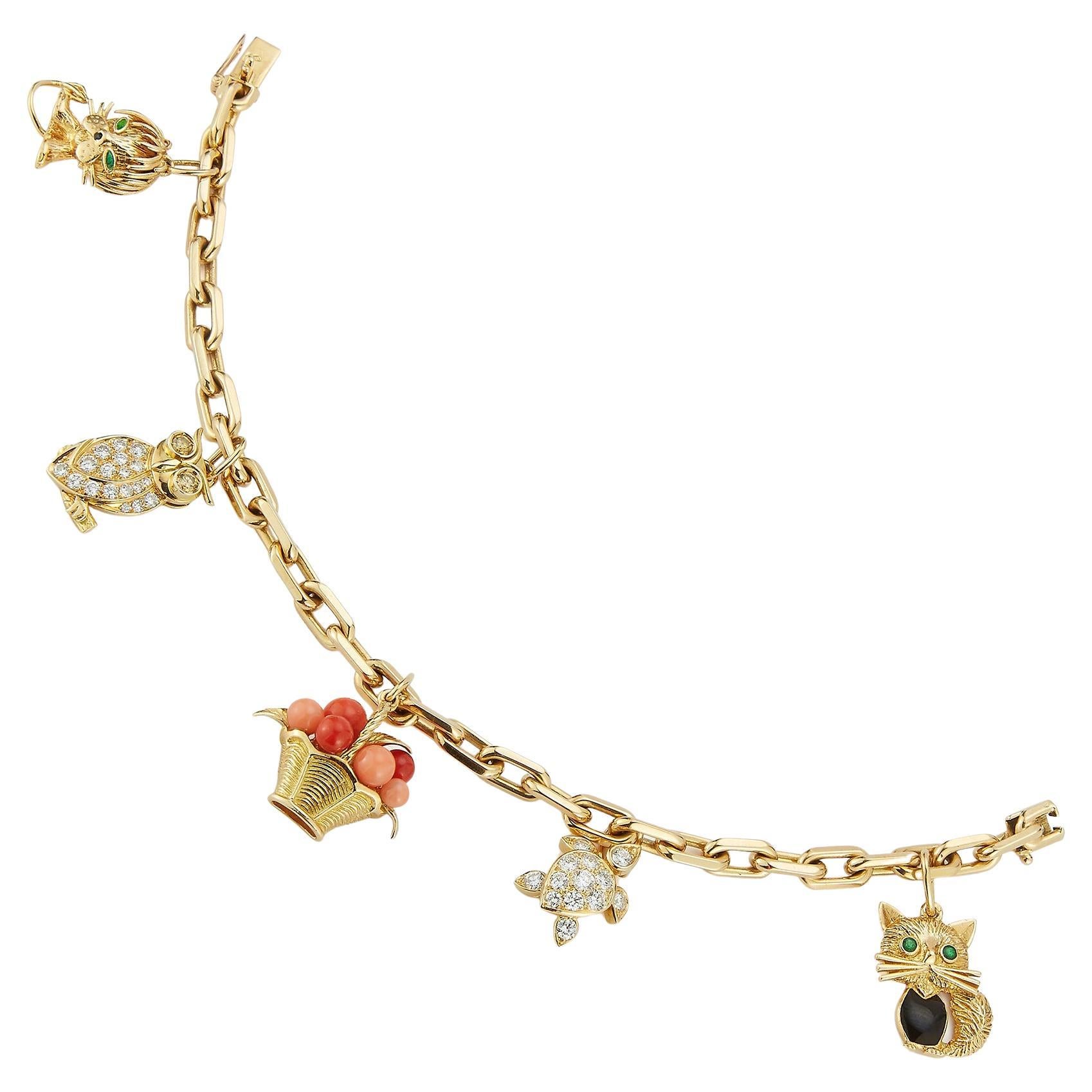Van Cleef & Arpels Diamond & Gold Charm Bracelet