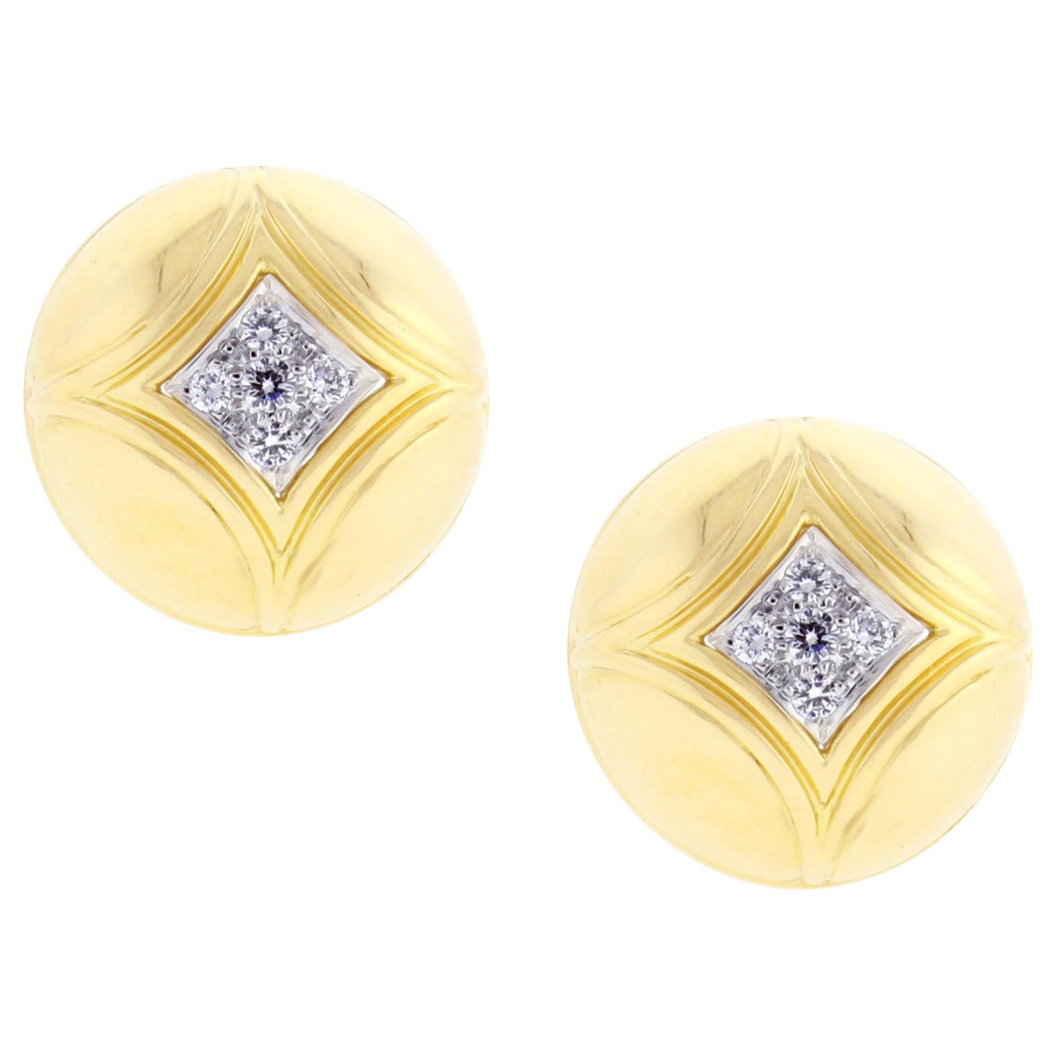 Van Cleef & Arpels Diamond Gold Dome Earrings