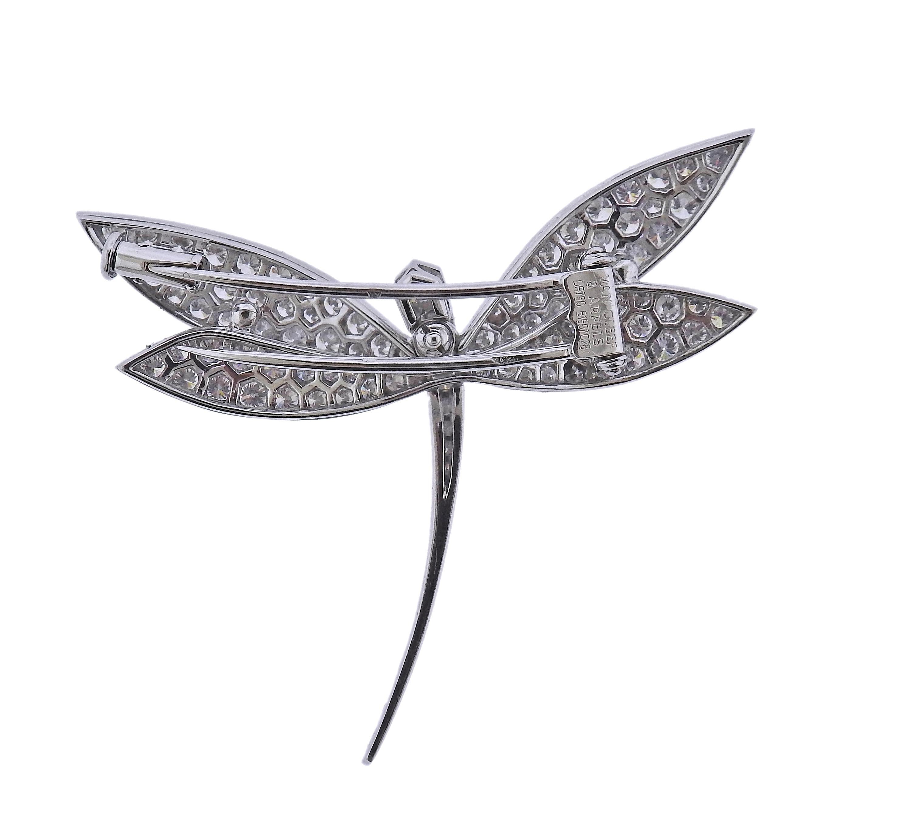 18k white gold dragonfly brooch by Van Cleef & Arpels, with approx. 2.55ctw in diamonds. Brooch measures 45mm x 45mm. Marked: Van Cleef & Arpels, or750, B1507D28. Weight - 8.2 grams. 