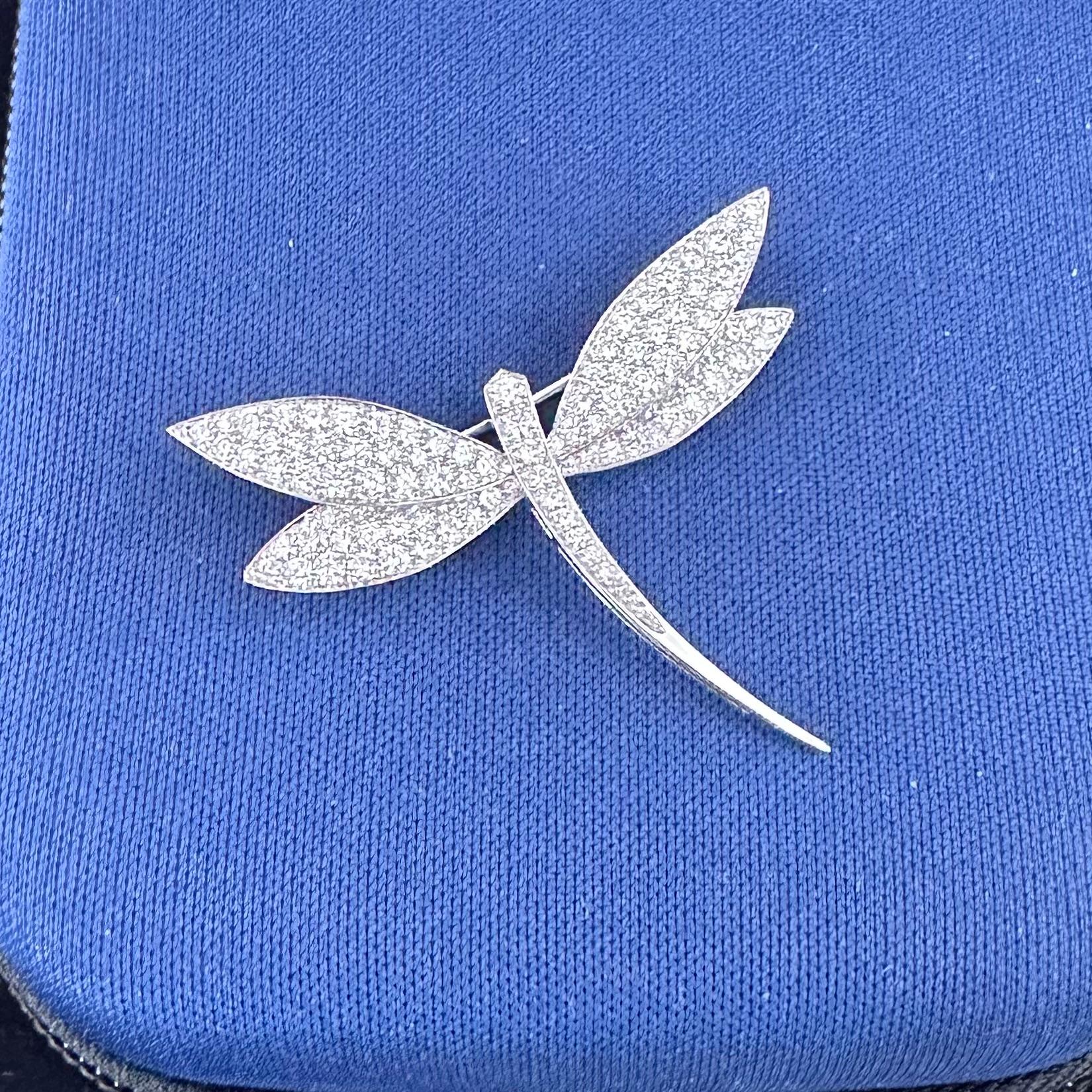 Van Cleef & Arpels Diamond Gold Dragonfly Clip For Sale 3