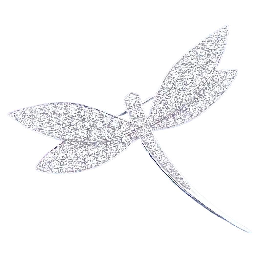 Van Cleef & Arpels Diamond Gold Dragonfly Clip For Sale