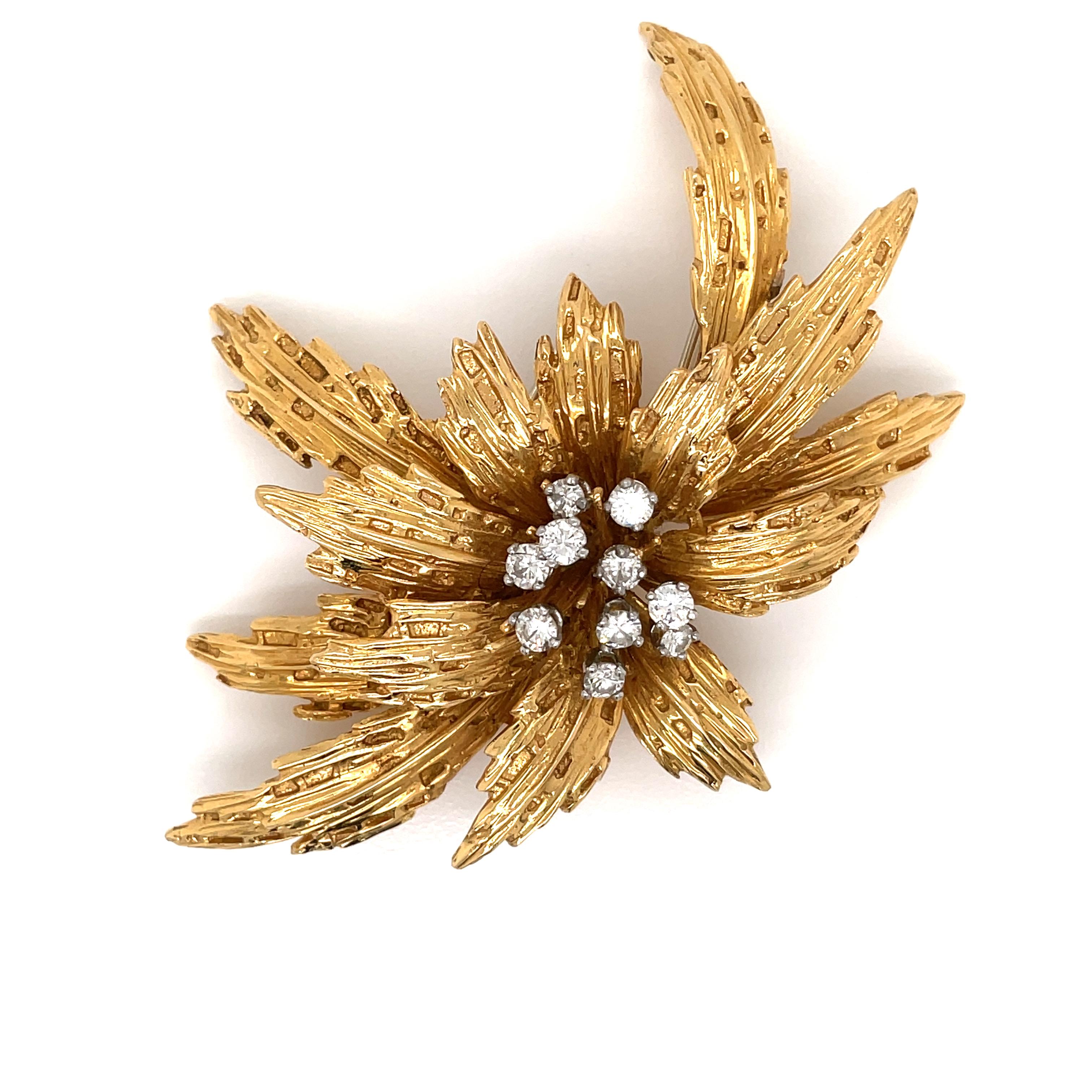 Van Cleef & Arpels Diamond Gold Floral Motif Brooch 3