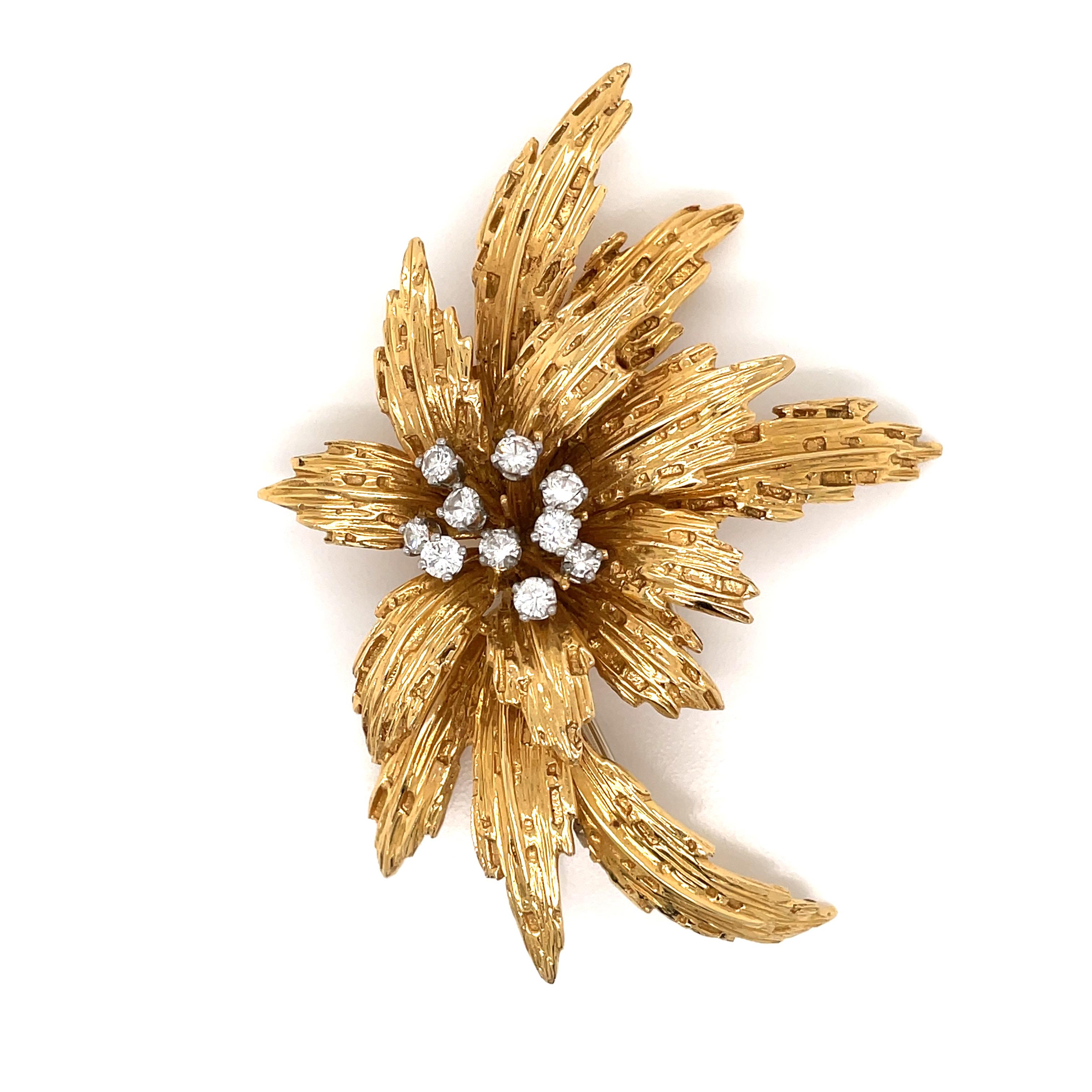 Van Cleef & Arpels Diamond Gold Floral Motif Brooch 1