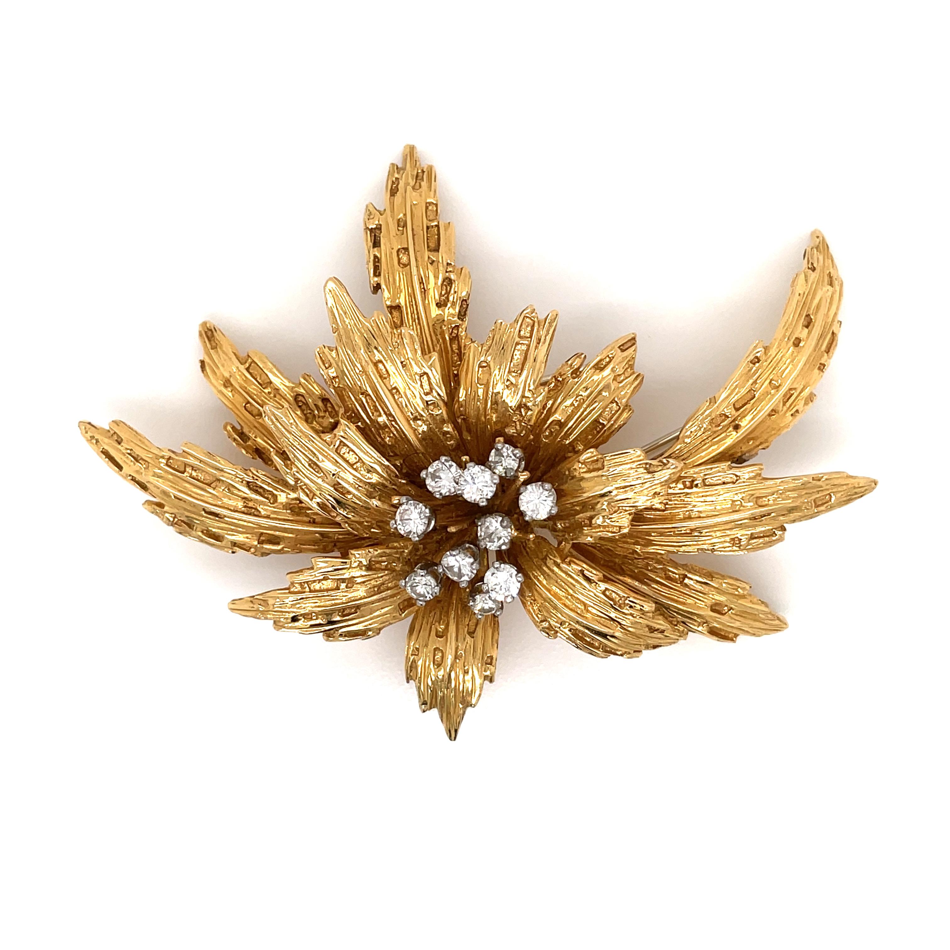 Van Cleef & Arpels Diamond Gold Floral Motif Brooch 2