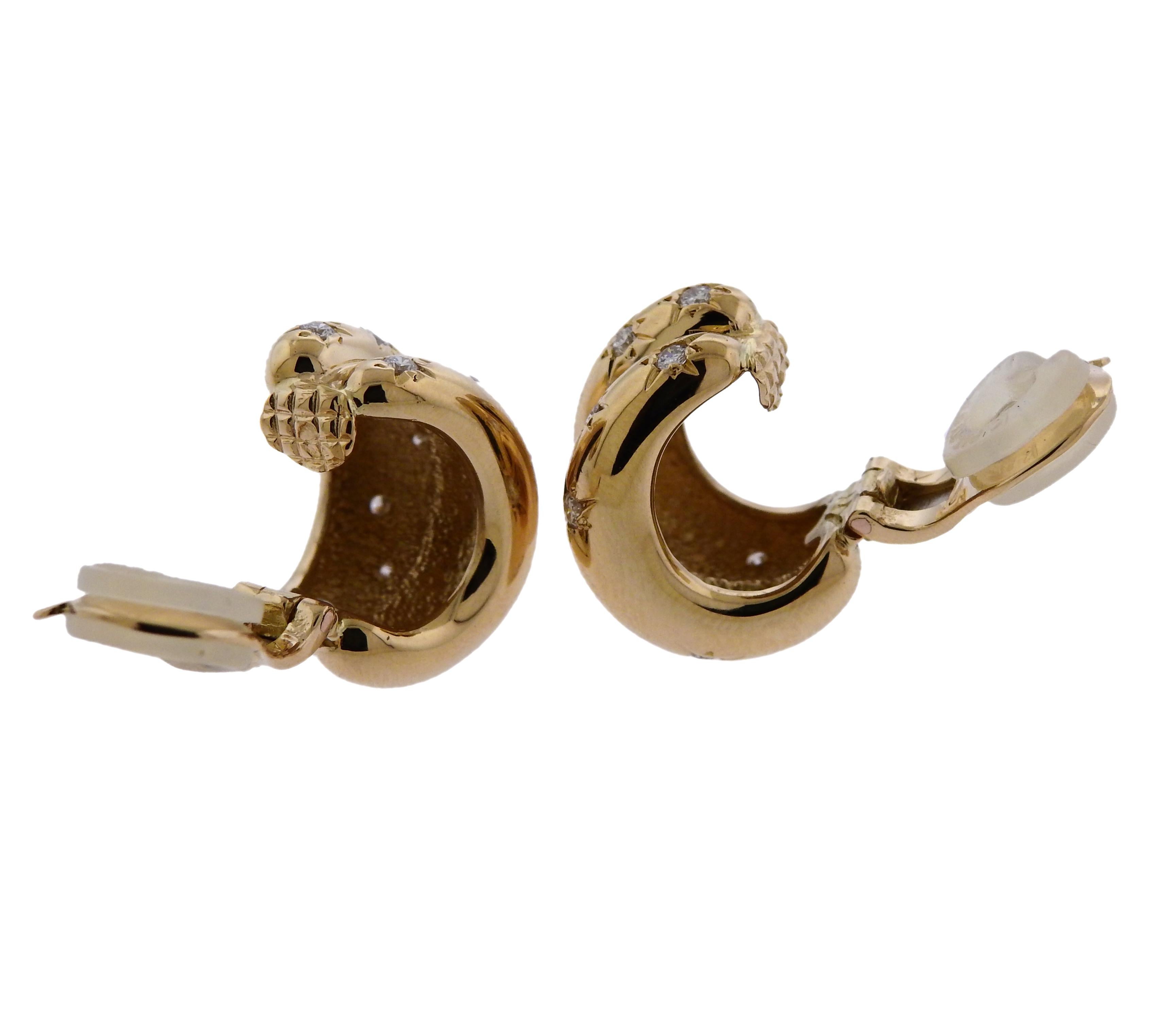 Women's Van Cleef & Arpels Diamond Gold Hoop Earrings