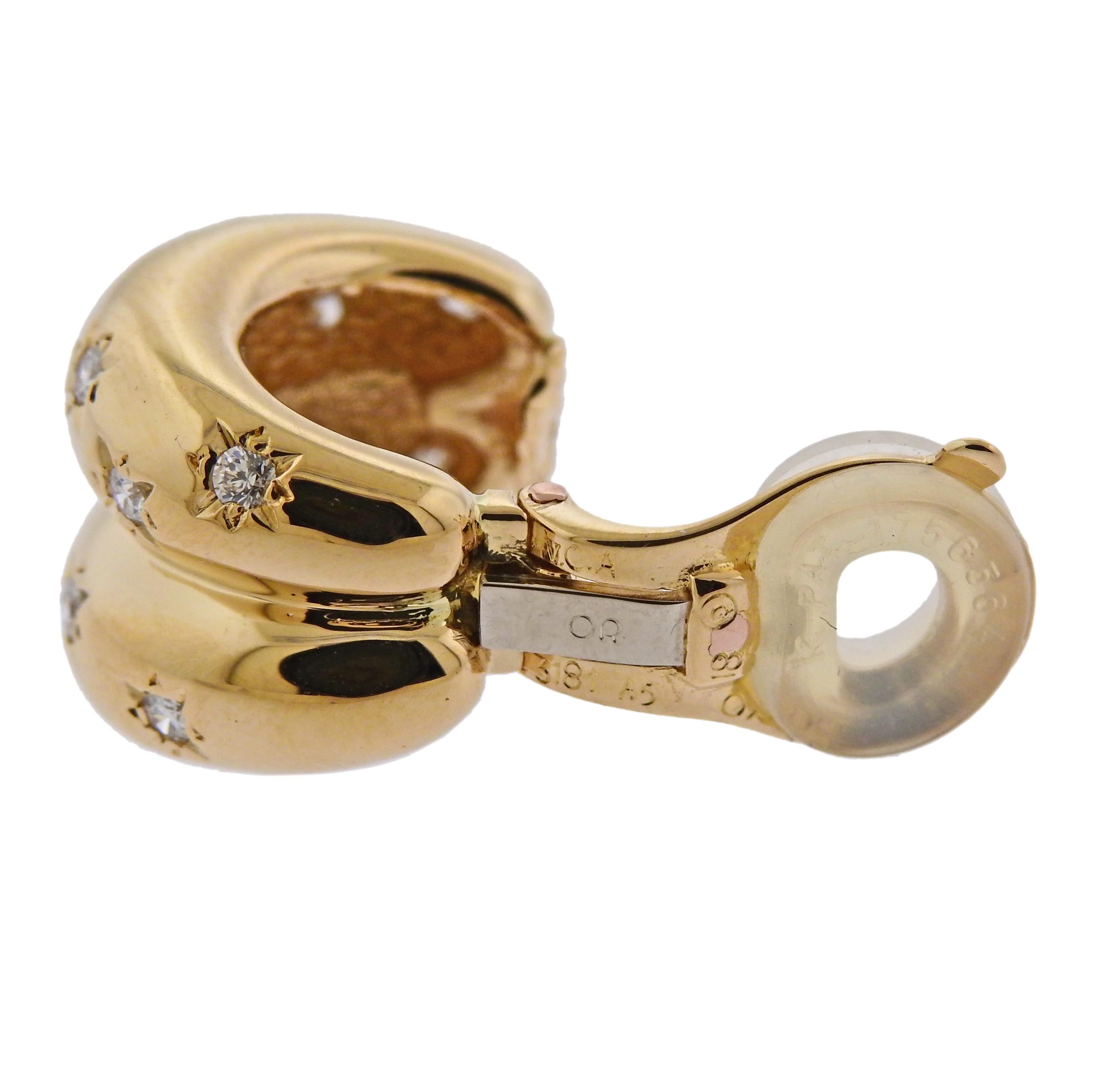 Van Cleef & Arpels Diamond Gold Hoop Earrings 1