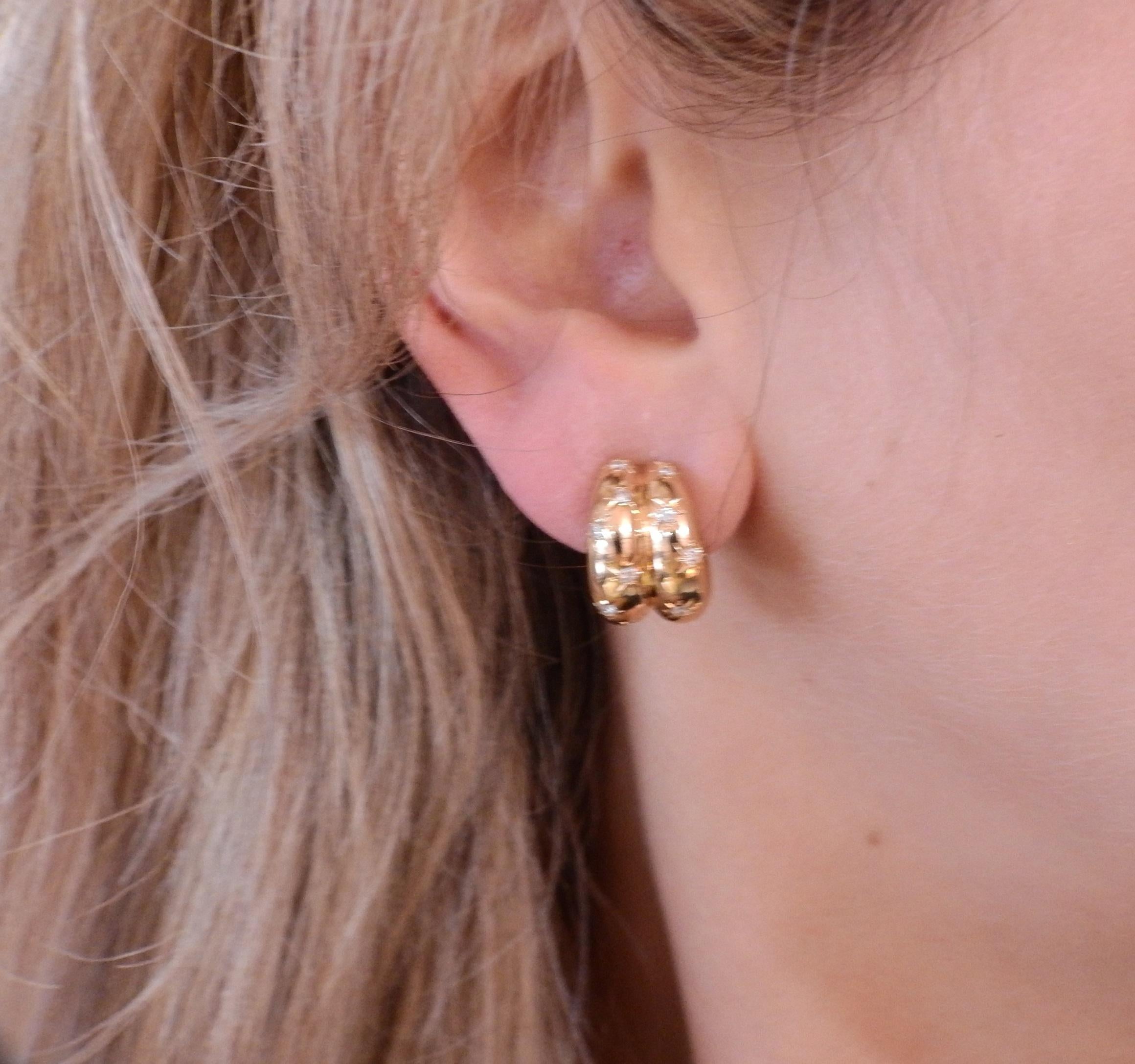 Van Cleef & Arpels Diamond Gold Hoop Earrings 2