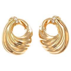 Van Cleef & Arpels Diamond Gold Hoop Earrings