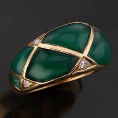 VAN CLEEF & ARPELS Diamond Green Agate Yellow Gold Ring