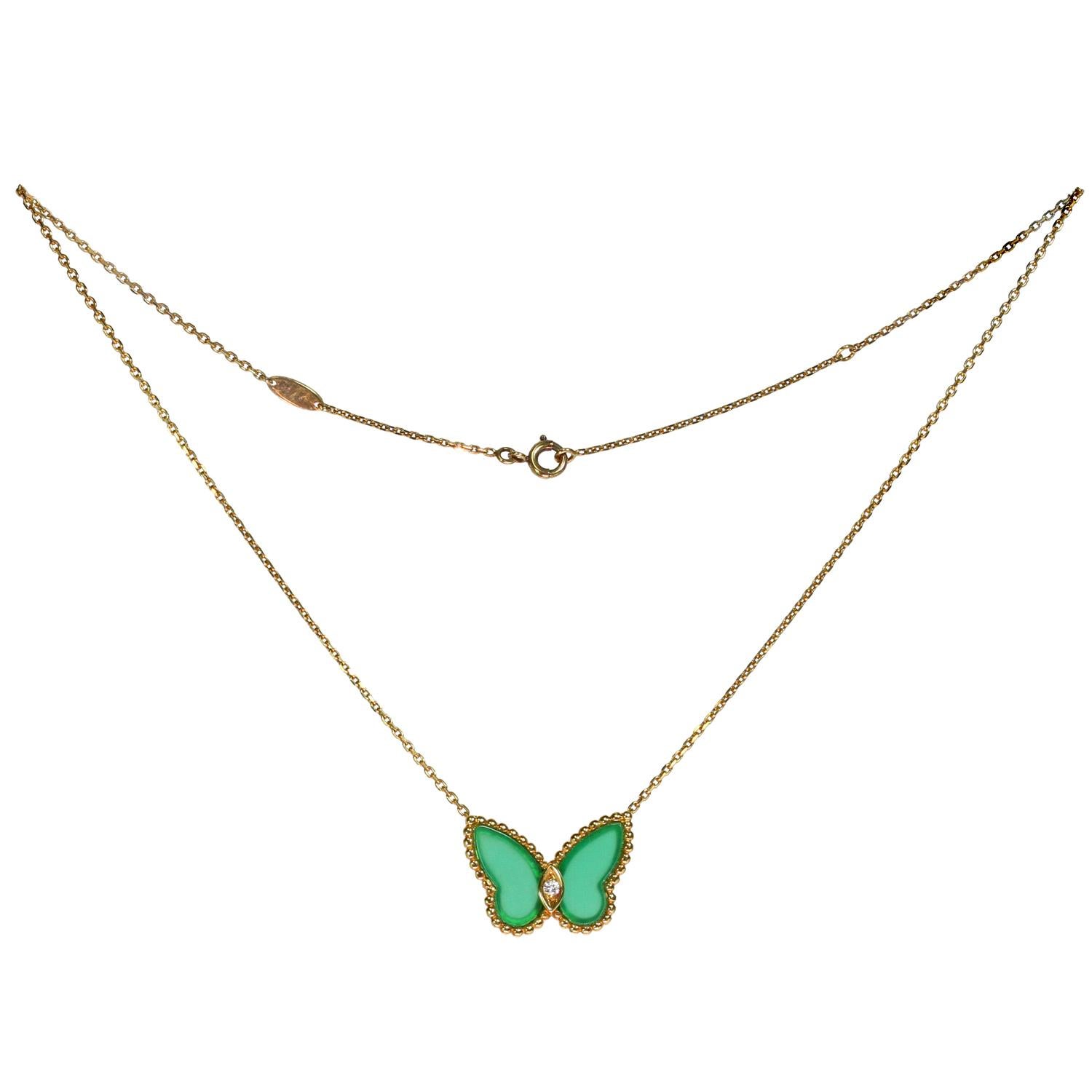 van cleef necklace green and gold